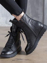Women's Vintage Round Toe Solid Color Boots